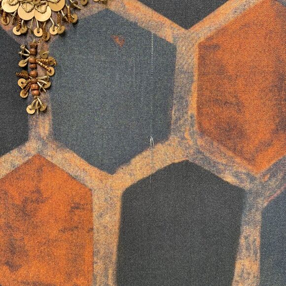 Soft Surroundings Tunic Medium Blouse Millefiori Blue Geometric Print Sequin Top - Picture 6 of 16